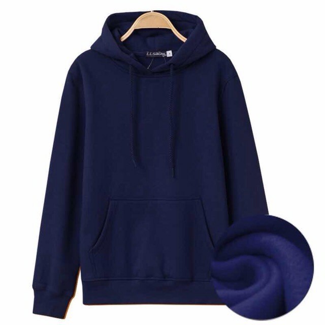 navy and white hoodie