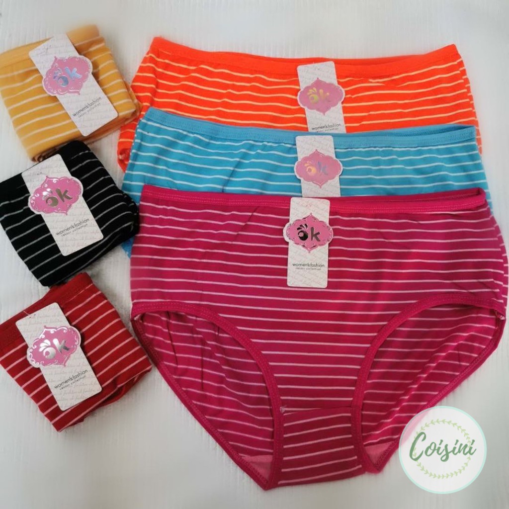 Coisini Women's Mid waist Panty Stripped Underwear 12 pcs | Shopee ...