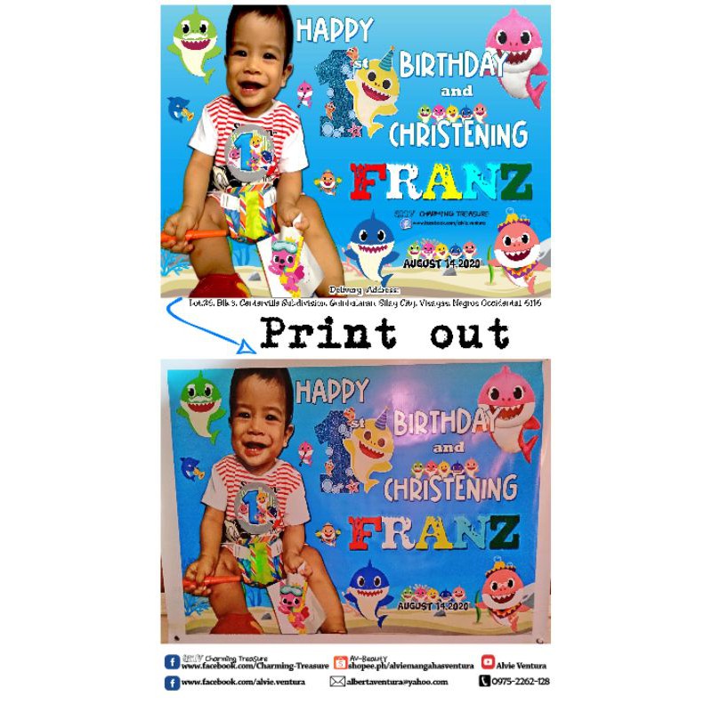 Baby Shark Tarpaulin For Birthday And Christening Shopee Philippines