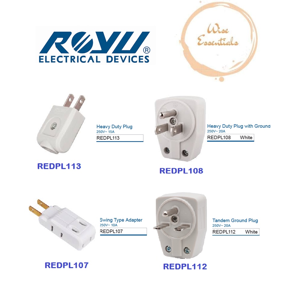 ROYU Adapter (Heavy Duty Plug, Heavy Duty Plug with Ground, Swing Type