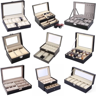 Watch Box 6 Grid Leather Display Jewelry Case Organizer