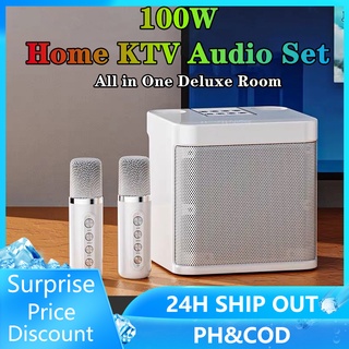 【on hand】 Bluetooth Speaker Wireless Bluetooth Dual Microphone Karaoke Speaker 3D Stereo Amplifier