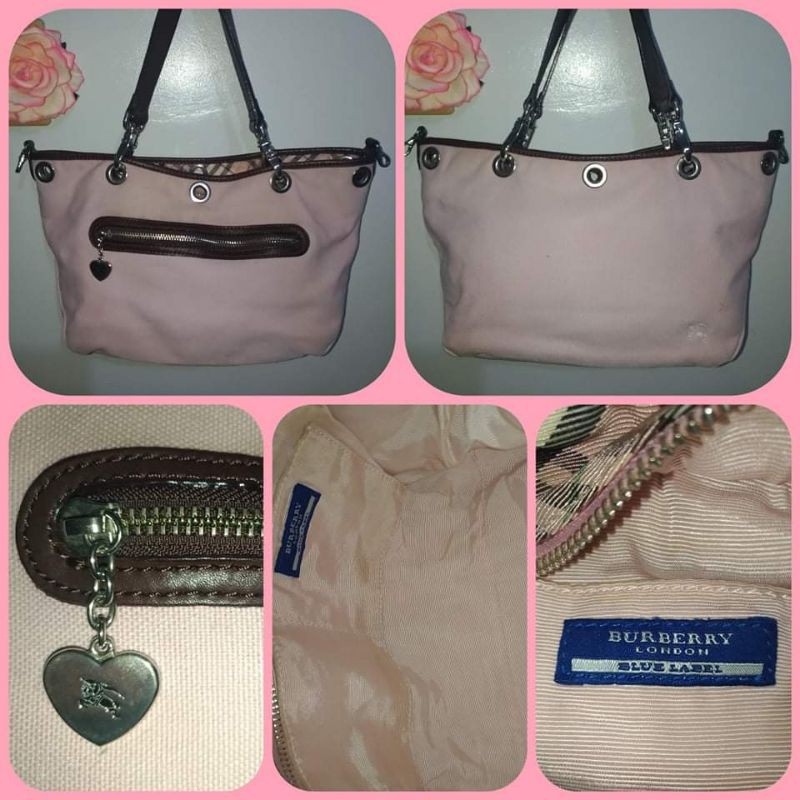 Burberry Blue Label Pink Canvas Bag | Shopee Philippines