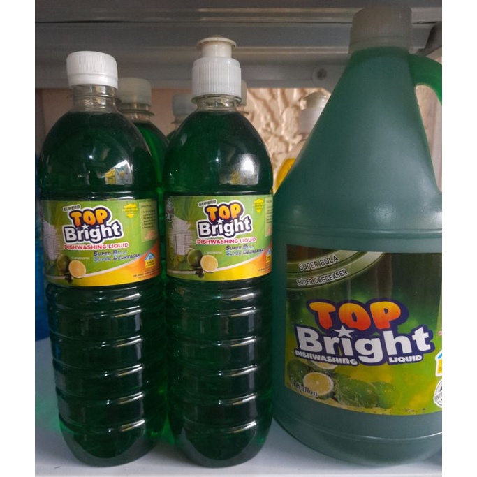 Top Bright Superb Dishwashing Liquid Green Kalamansi & Blue Bubblegum 1 Gallon FDA Approved