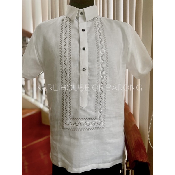 Gusot Mayaman Polo Barong/Office Barong WHITE (Karl house of Barong ...