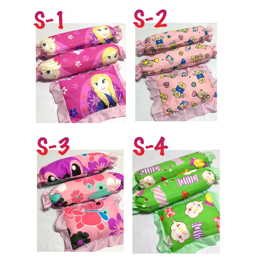 Cute Character Baby Head Pillow & Bolsters Set Shopee Philippines