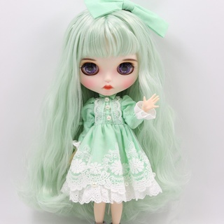 12" Neo Blythe Doll From Factory Nude Doll Matte Face Mint Green Japan's hair 