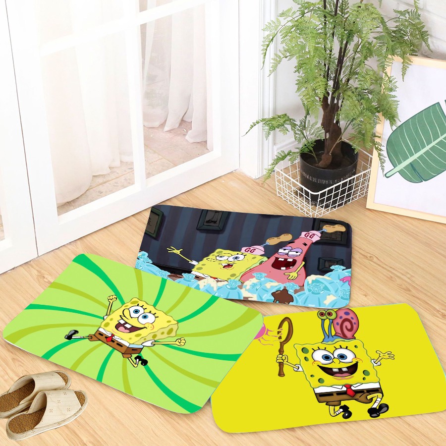 New Spongebob Pattern Flannel Carpet Mat Carpet Anti Skid Living Room Bedroom