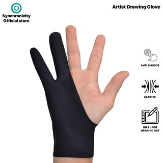 Artist Glove For Drawing Tablet iPad Smudge Guard Two-Finger Reduces Friction Elastic Lycra