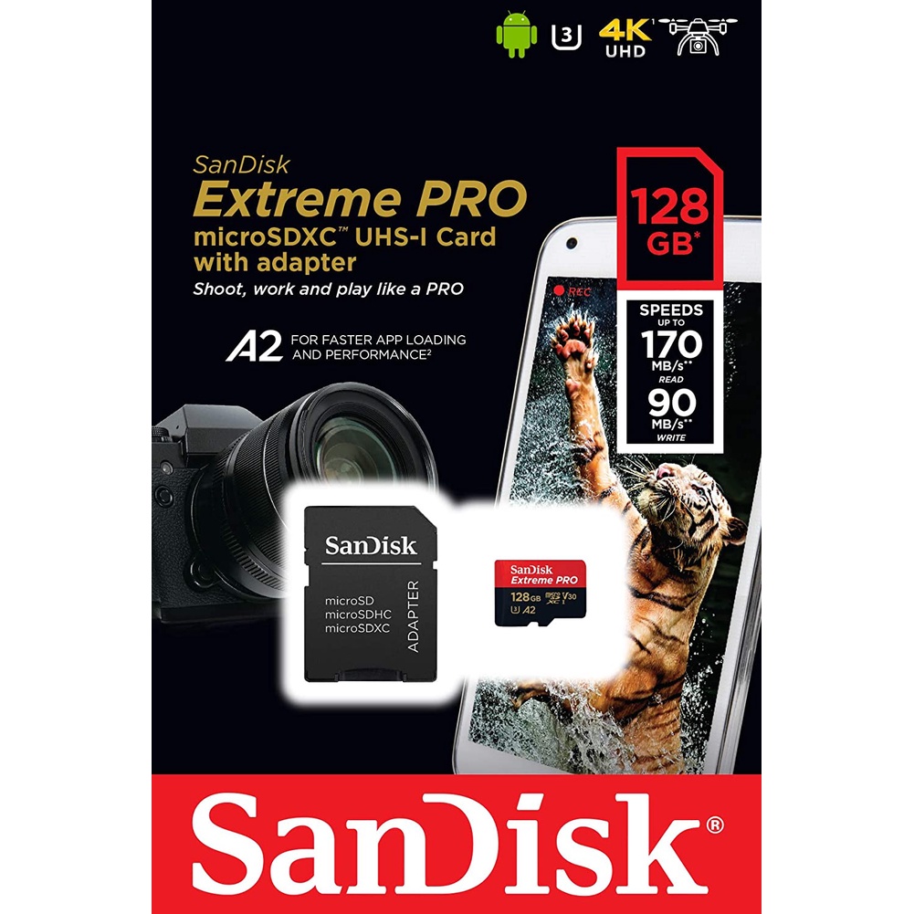 SanDisk Extreme Pro MicroSDXC Memory Card + SD Adapter V30 A2 U3 4K  R170/W90 | Shopee Philippines