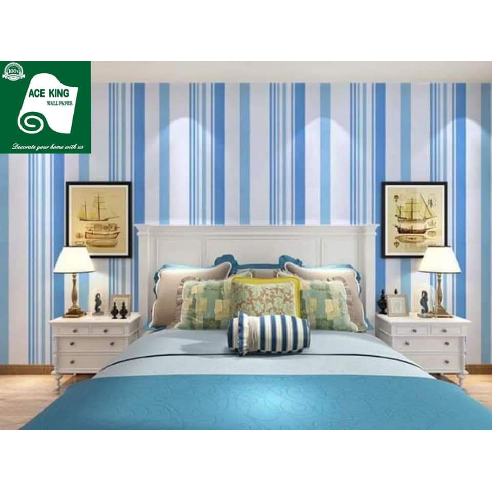 Aceking wallpaper Y5 blue stripe self adhesive 10meters by 45cm ...