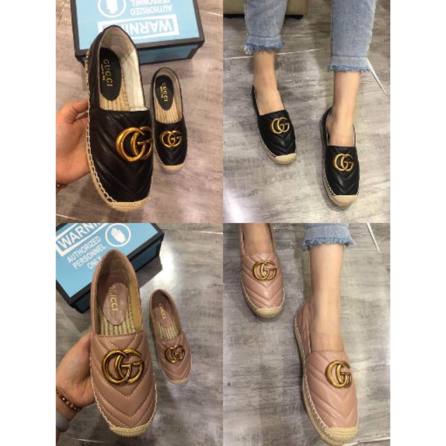leather espadrille with double g