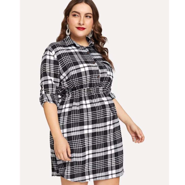 plus size plaid shirt dress