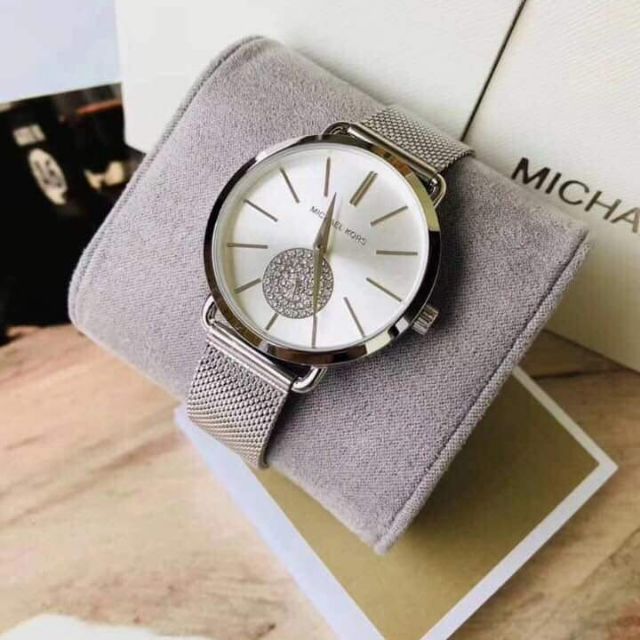 MK3843 Michael Kors Portia Mesh Silver Watch SALE | Shopee Philippines