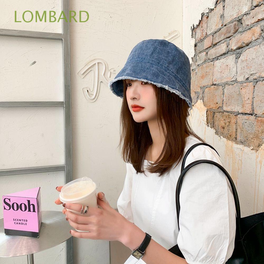 Lombard Portable Cowboy Bucket Hat Simple Korean Style Caps Pure Color 