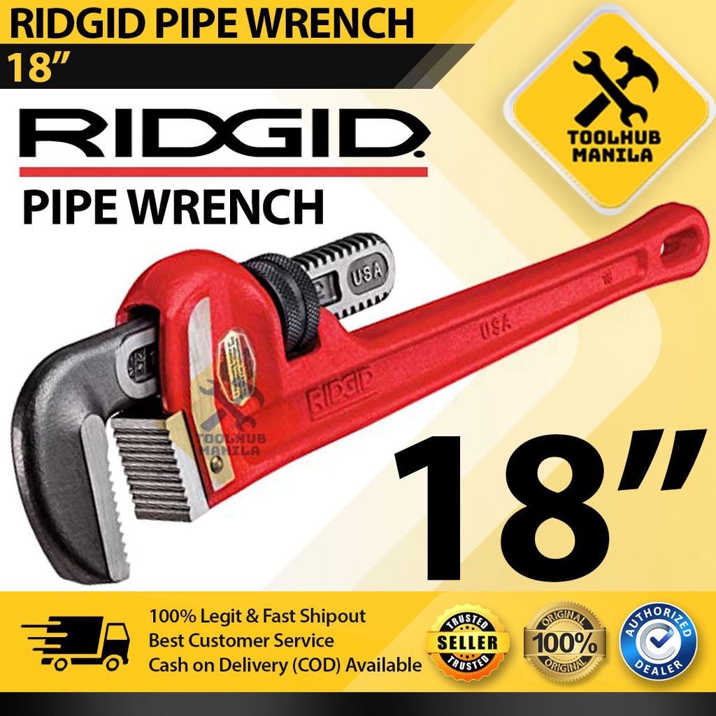 RIDGID Pipe Wrench 18" (Heavy Duty Straight Pipe Wrench) Shopee