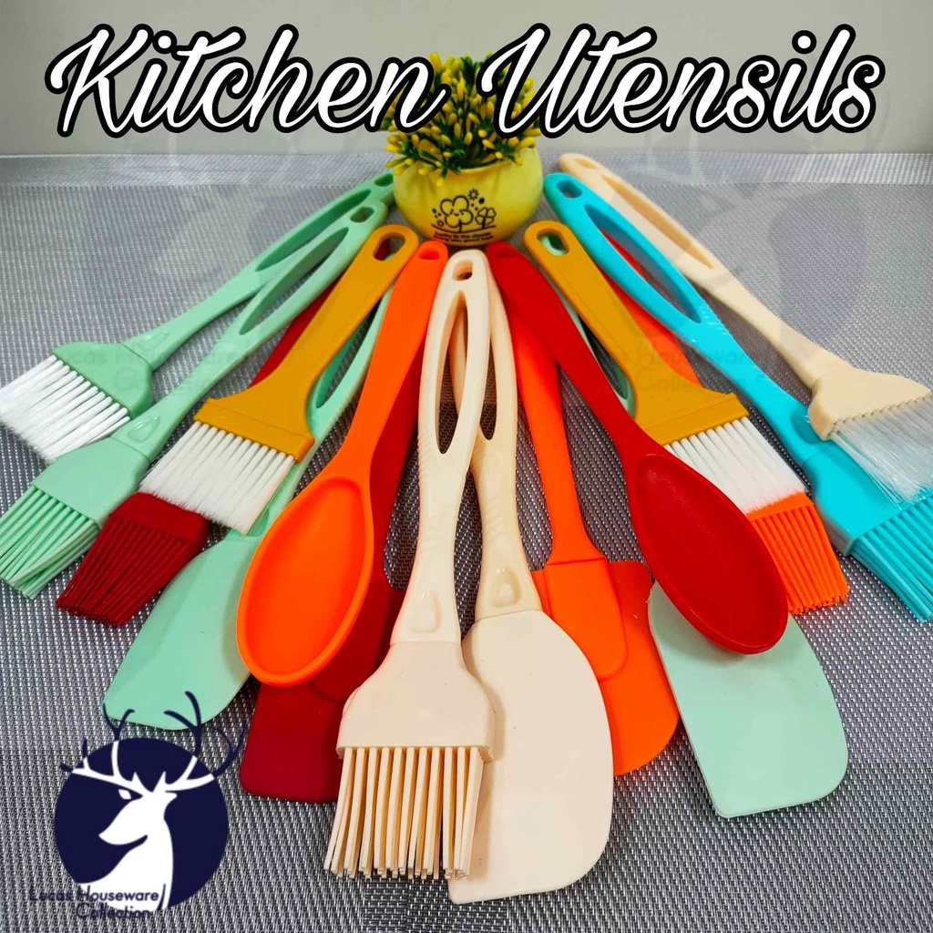 SILICONE BAKING UTENSILS SET KITCHEN COOKING UTENSILS SPATULA / OIL