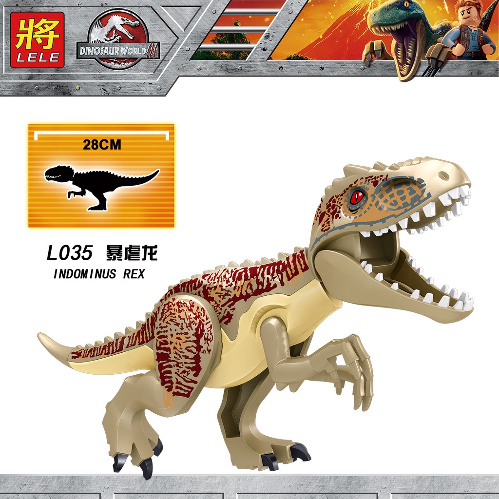 Indominus Rex XXL Jurassic Large Dinosaur 7x11" Figure Blocks Fit Lego Toys