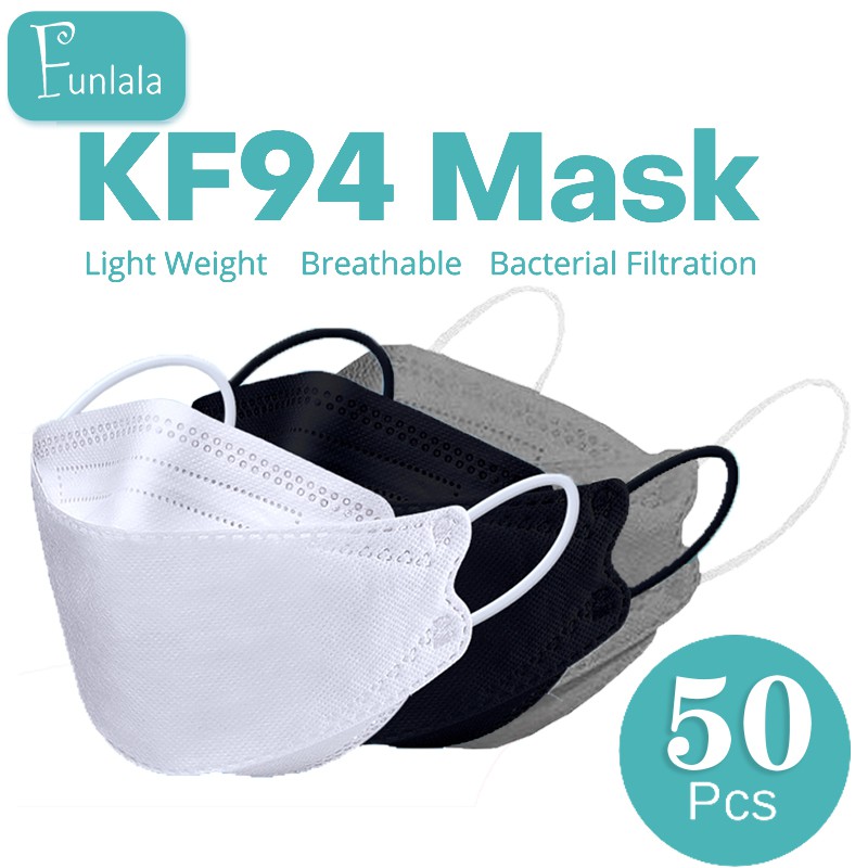 50 Pcs Adult KF94 Disposable Face Mask (Certificated), 4Ply Protective
