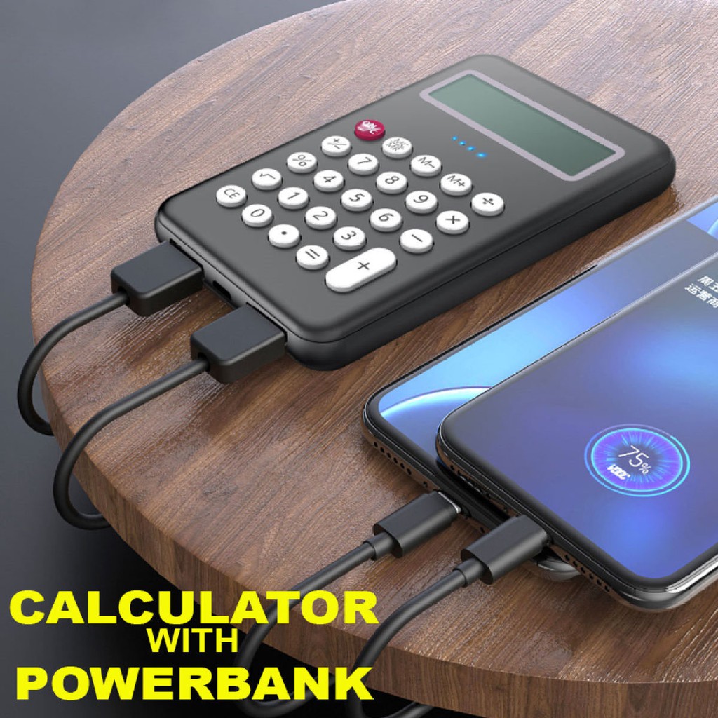 JK Calculator Powerbank 8000mAh Dual Output Power Bank Calculator