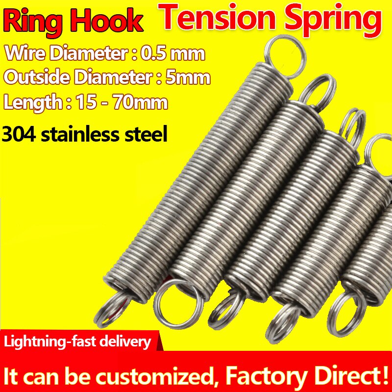 With Hook Extension Tension Spring Wire Dia 2.5mm Springs Steel Various Sizes 