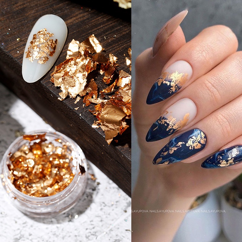 3g,gold WONG Gilding Flakes Metallic Foil Flakes for Painting Arts and Crafts,Nail Art 