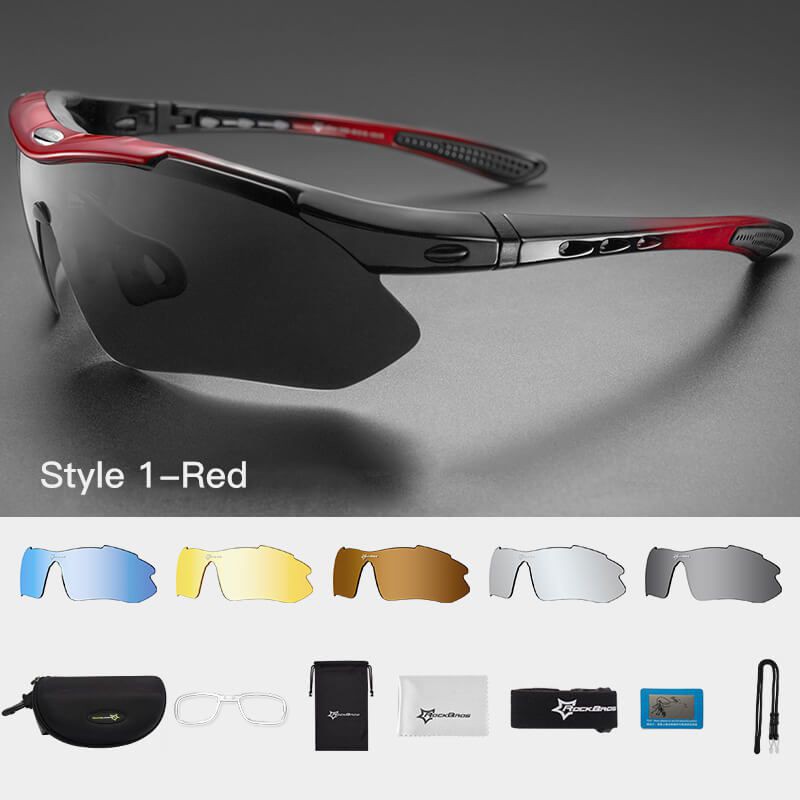 RockBros Cycling Outdoor Sports Goggles Bike Polarized Glasses Sunglasses 5 Lens 
