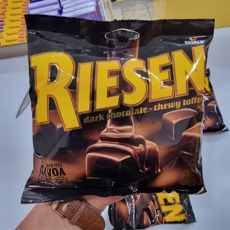 Riesen Dark Chocolate Chewy Toffee 150g, Caramel Filling, Original
