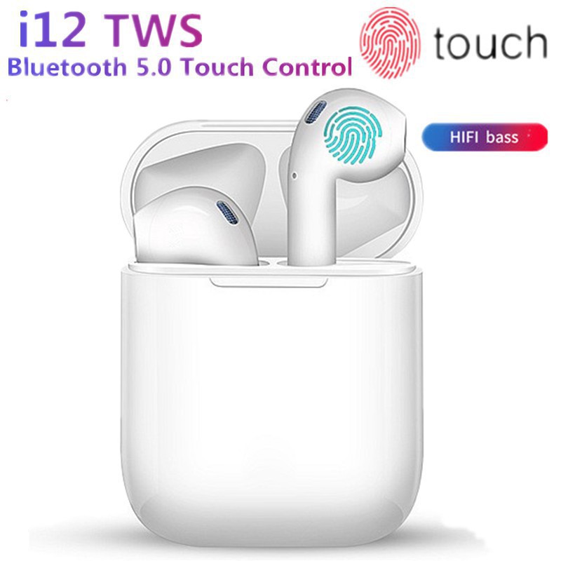 i12 TWS Popup Wireless Earphones Touch Control Bluetooth Earbuds Hifi