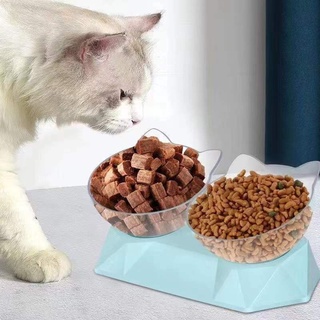 Double Elevated Cat Bowls 15 Tilted cat Bowl Design Neck Guard  Pet Food Water Feeder for Cat or Dog