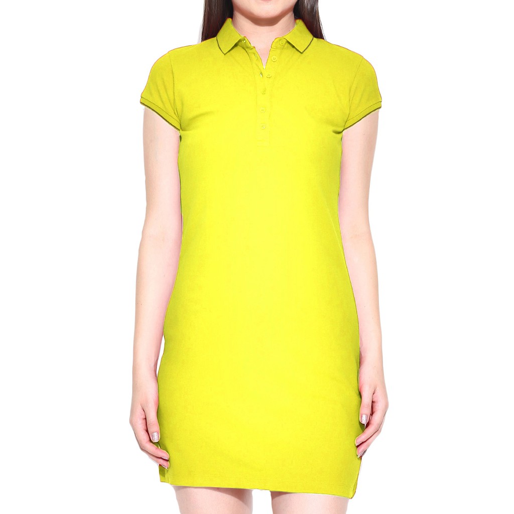 Tailored Plain Canary Yellow Polo Dress 