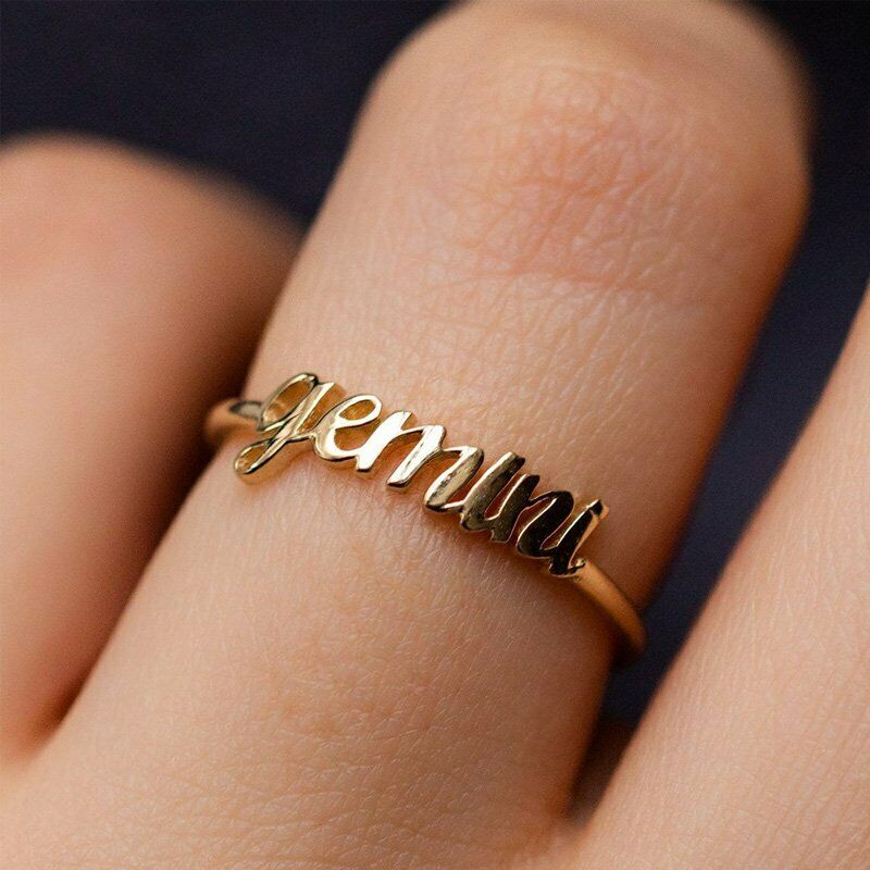 12 Constellation Letter Rings 18K Gold Promise Open Ring Adjustable ...