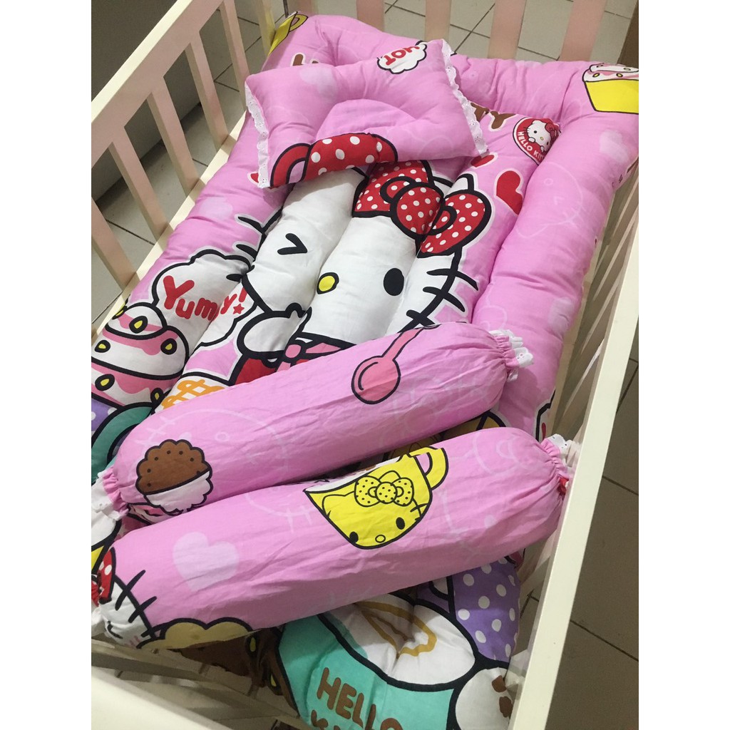 High Quality Baby Crib Comforter Pillows Set Kitty Cupcake