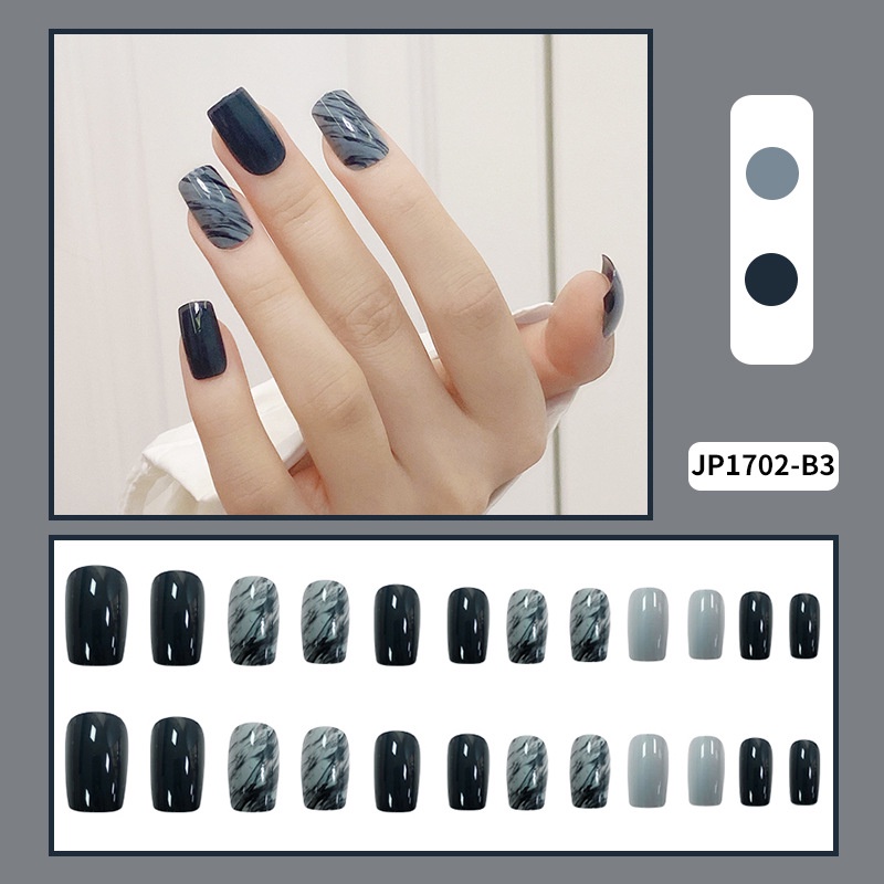 [With Glue+Gift] 24PCS Fake Nails Set With Glue French Nail Art False ...