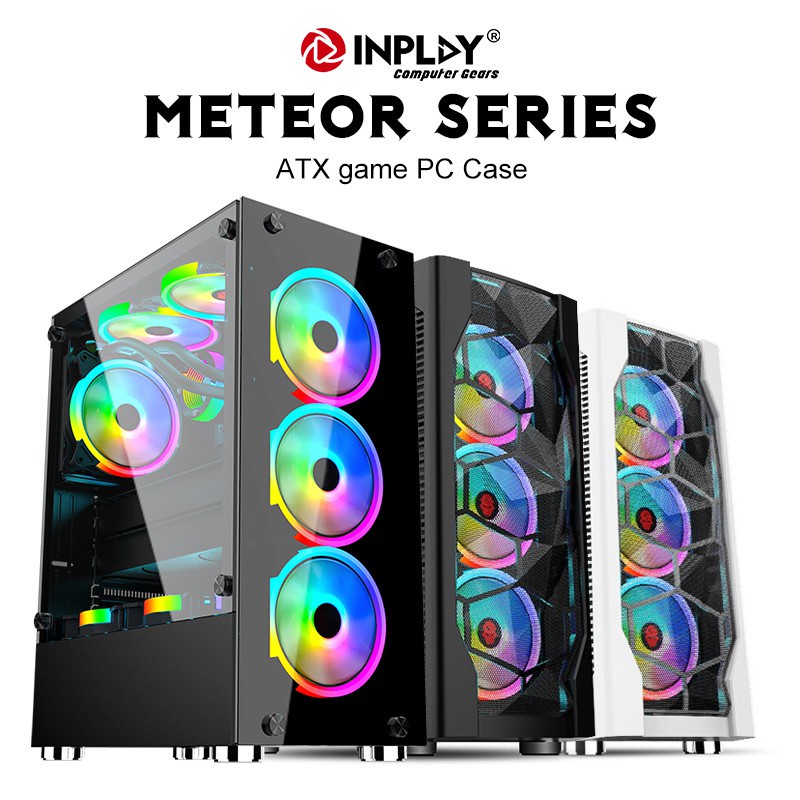 100%Original Inplay Meteor 03 tempered glass ATX case - white/black pc ...