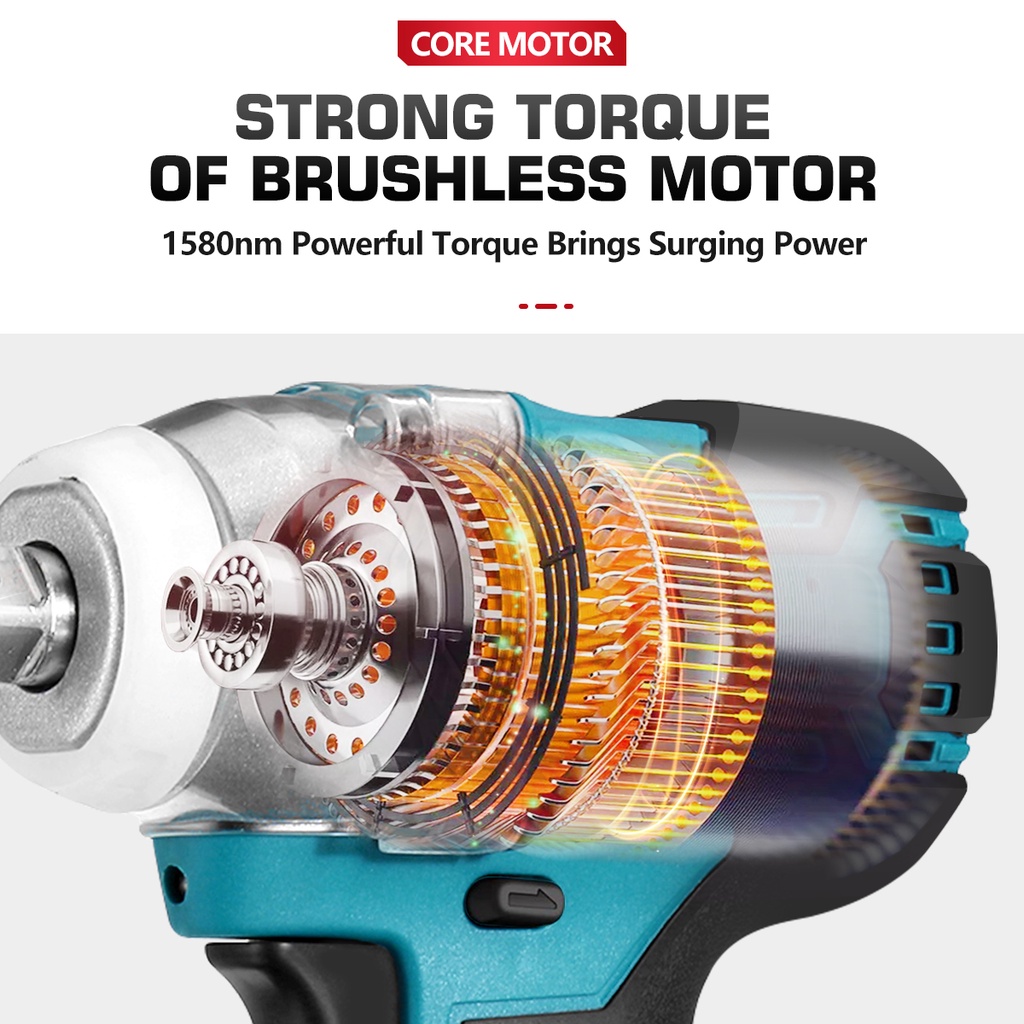 1288VF Impact Wrench Cordless Brushless Wrench Screwdriver Impact Driver Ratche Wrench Drill — view 6