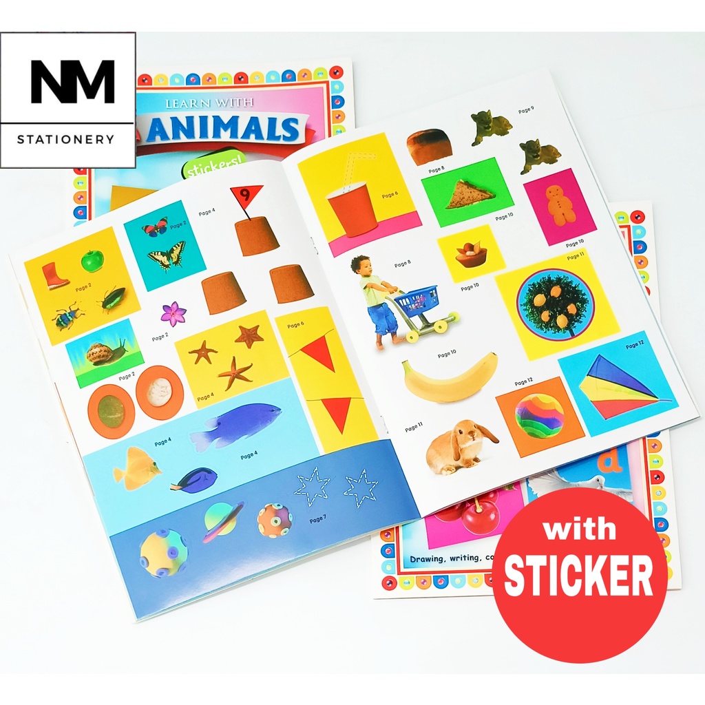 NM Activity Book with Sticker / Learn with Numbers, Letters, Animals 16pages