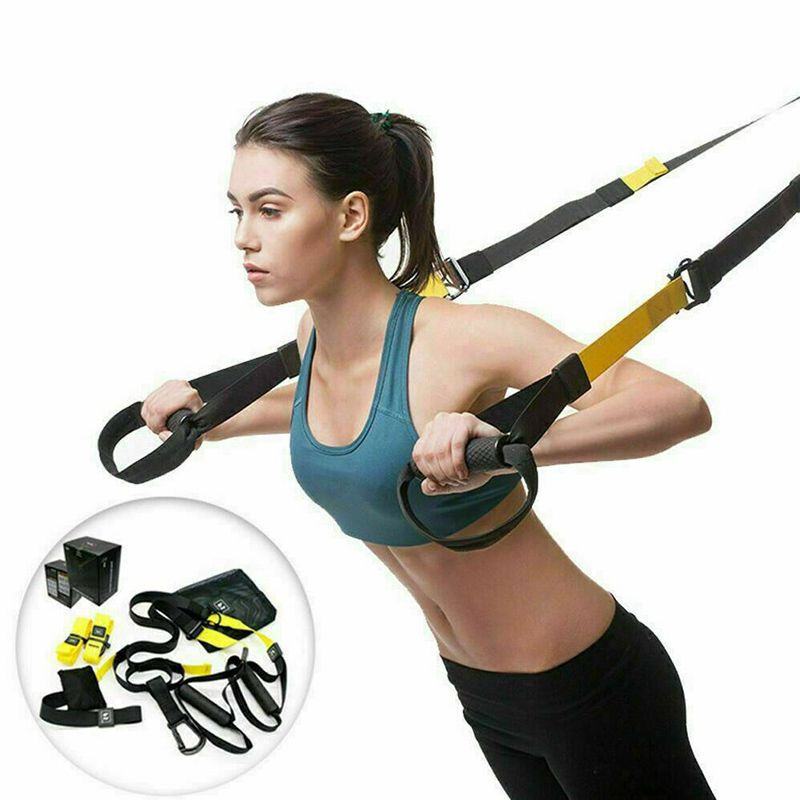 Upgraded Home Gym Suspension Resistance Strength Training Straps Workout Trainer 