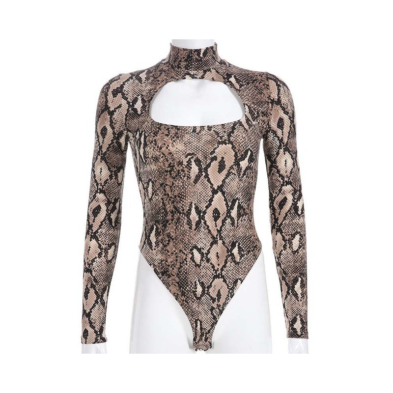 snake print jumpsuit long sleeve