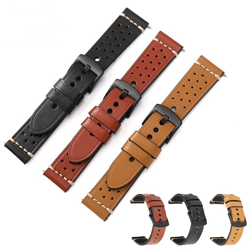 Watch Strap 18mm 20mm 22mm 24mm High-end retro Calf Leather Watch band Strap Black Buckle Quick release Genuine Leather Strap