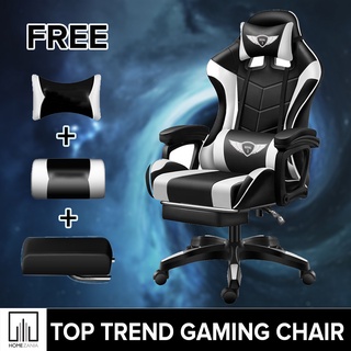 Home Zania Leather Gaming Chair With Footrest Ergonomic Computer Chair High FREE Massage Pillow