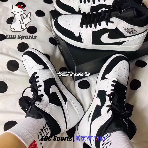 jordan aj 1 mid white and black