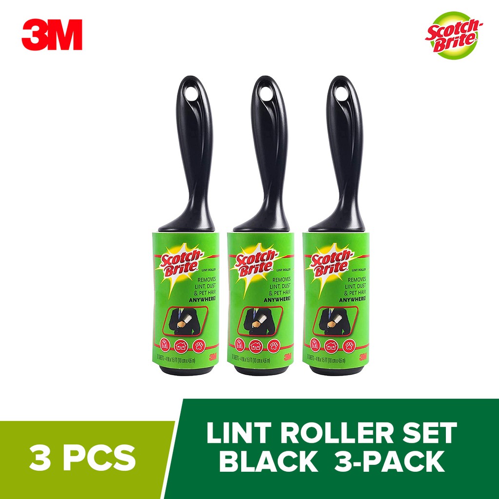 3M Scotch Brite Lint Roller Set Black 3 Rolls | Shopee Philippines