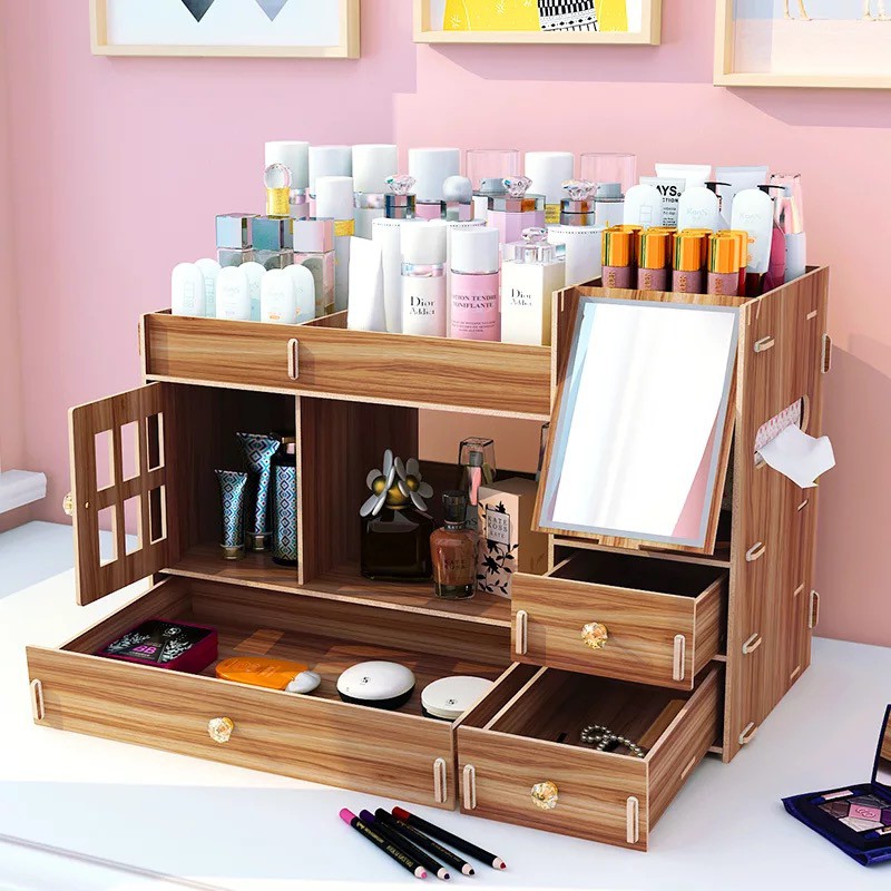 Zara Large Wooden Cosmetic Storage Box 