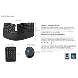 Microsoft Sculpt Ergonomic ergonomic wireless desktop set, wireless USB