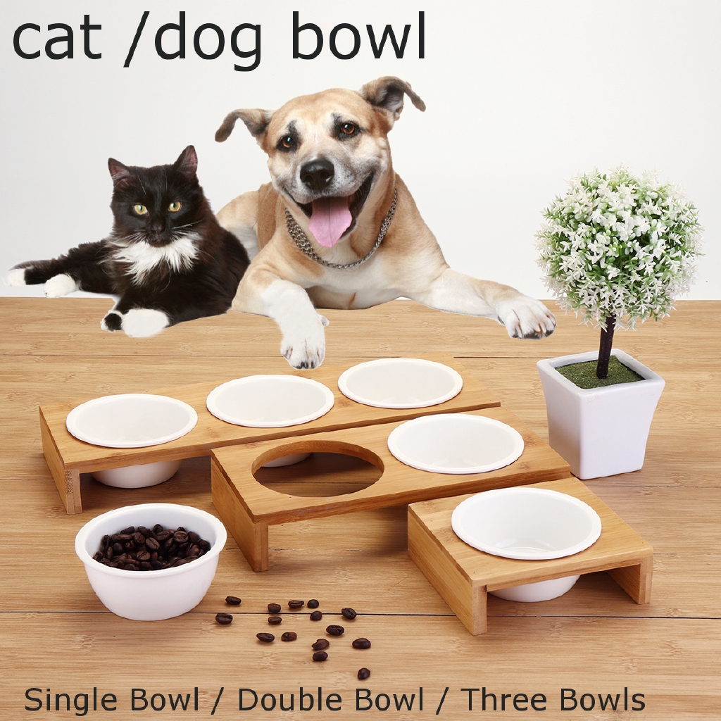 three bowl raised dog feeder