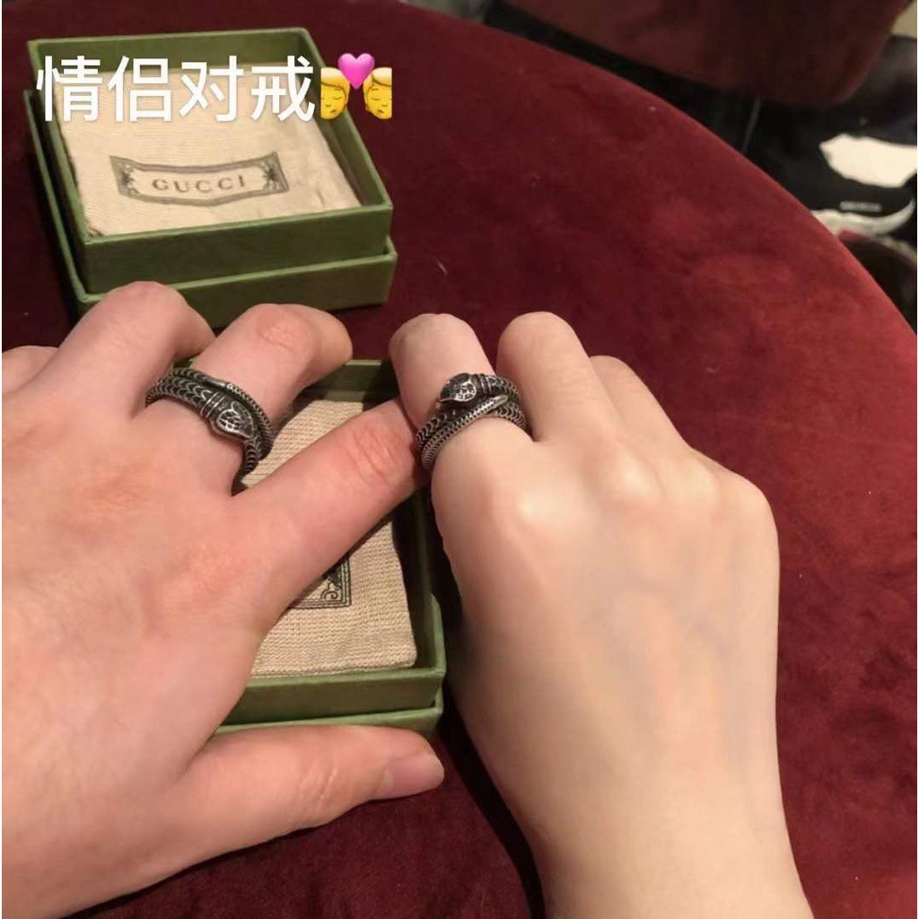 F44 Gucci Gucci Garden series sterling silver snake couple ring | Shopee  Philippines