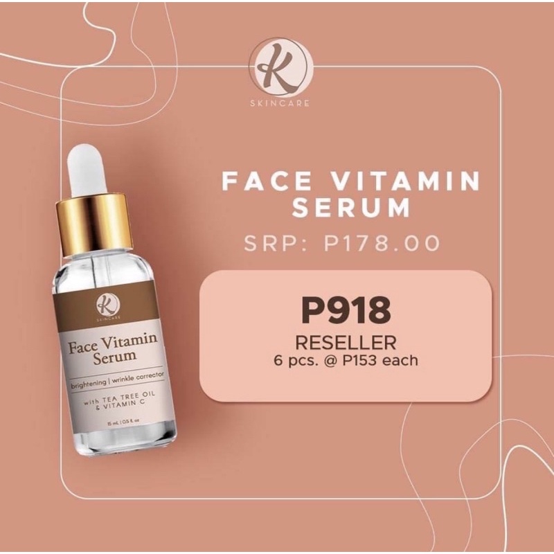 K Skin Care Resellers Package Face Vitamin Serum 15ml | Shopee Philippines