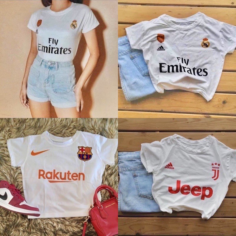 Crop Top Football Jersey Fly Emirates Inspired Cotton Spandex Shopee