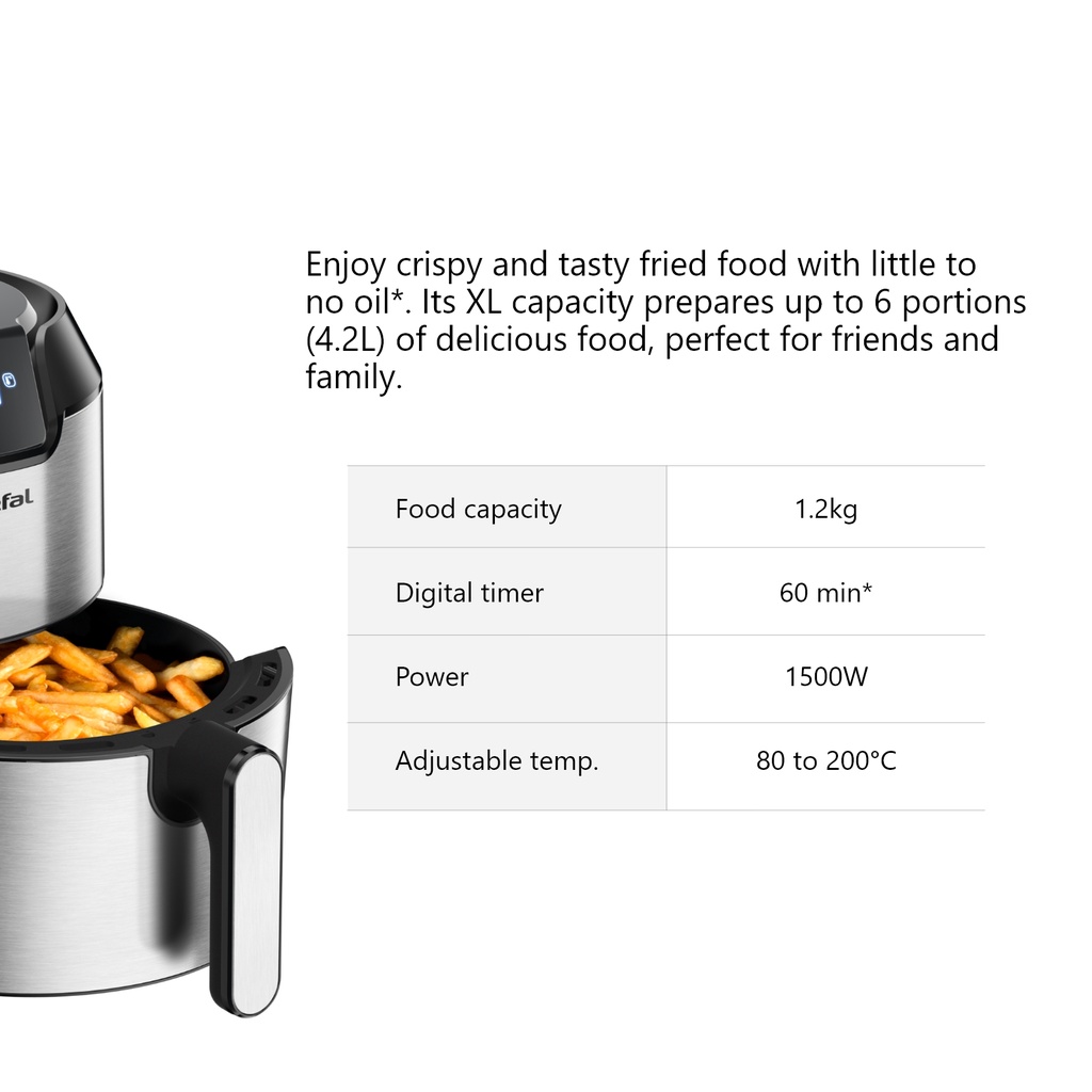 Tefal Easy Fry Deluxe Digital Air Fryer XL Size Touch Screen EY401D27